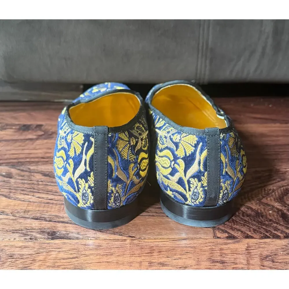 $1,595 New Christian Louboutin Embroidered Floral Velvet Loafers Black 45(12)